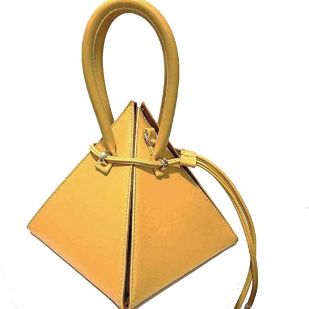 Yellow Pyramid Leather Tote Bag - Unbranded